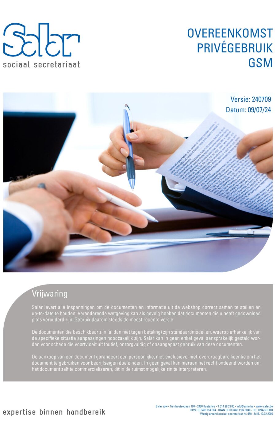 Overeenkomst privégebruik GSM/Smartphone